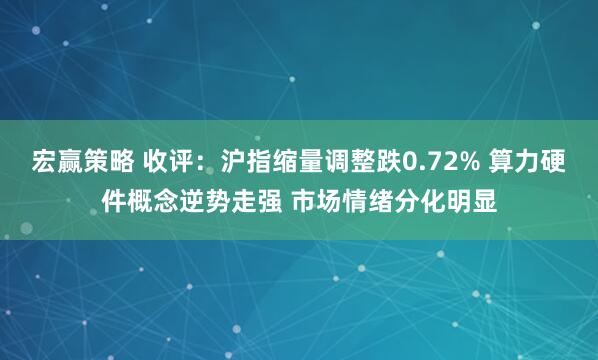 宏赢策略 收评：沪指缩量调整跌0.72% 算力硬件概念逆势走强 市场情绪分化明显